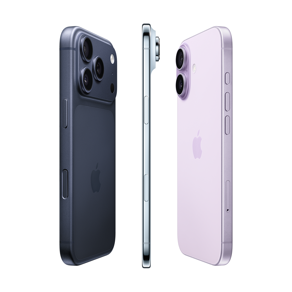 iPhone, τρία μοντέλα, iPhone 17 Pro (Χρώμα: Deep Blue), iPhone Air (Χρώμα: Sky Blue) και iPhone 17 (Χρώμα: Lavender)
