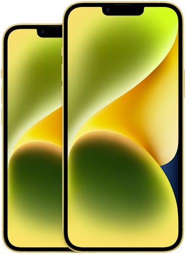 Μπροστινή όψη του iPhone 14 6,1 ιντσών Μπροστινή όψη του iPhone 14 Plus 6,7 ιντσών