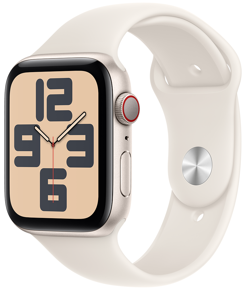 Apple Watch SE Cellular 44mm (Color: Starlight Aluminum, Starlight Sport Band)