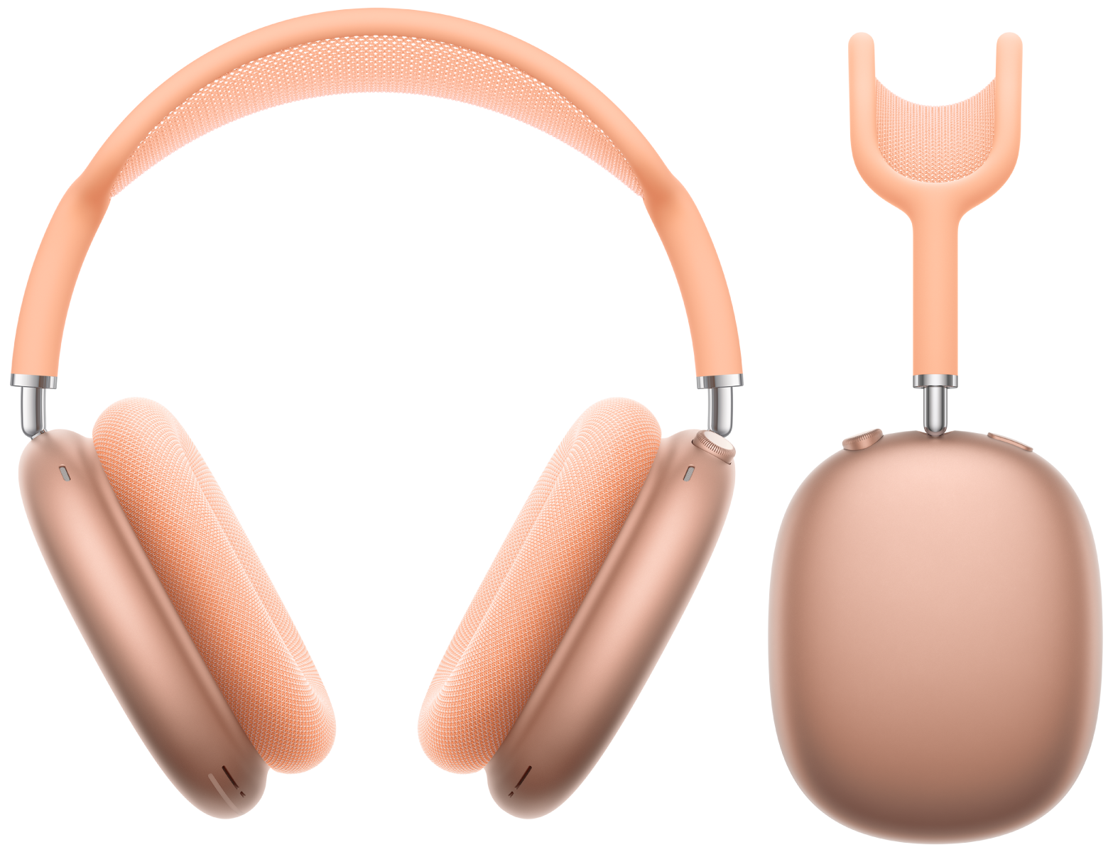 AirPods Max 2, ακουστικά κεφαλής, μπροστινή και πλαϊνή εξωτερική όψη, χρώμα: Orange