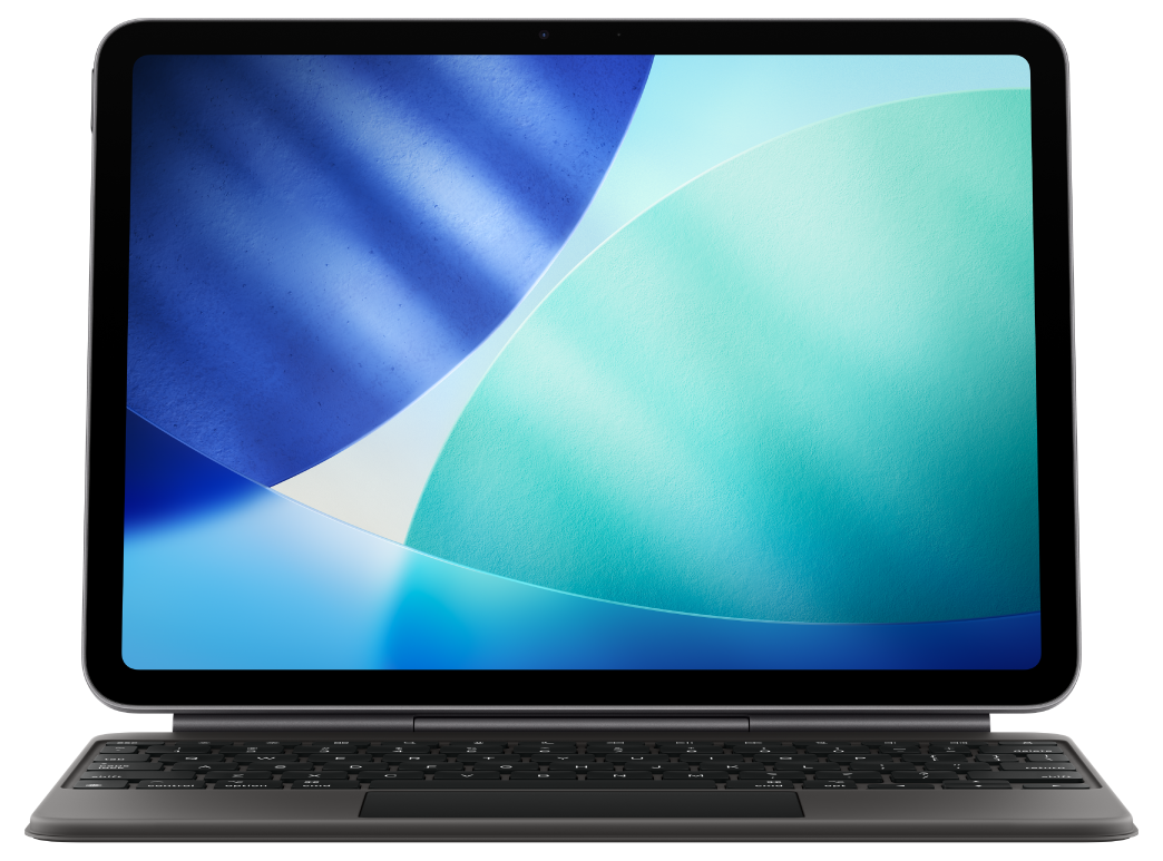 iPad Air προσαρτημένο στο Magic Keyboard σε οριζόντιο προσανατολισμό, μαύρο χρώμα